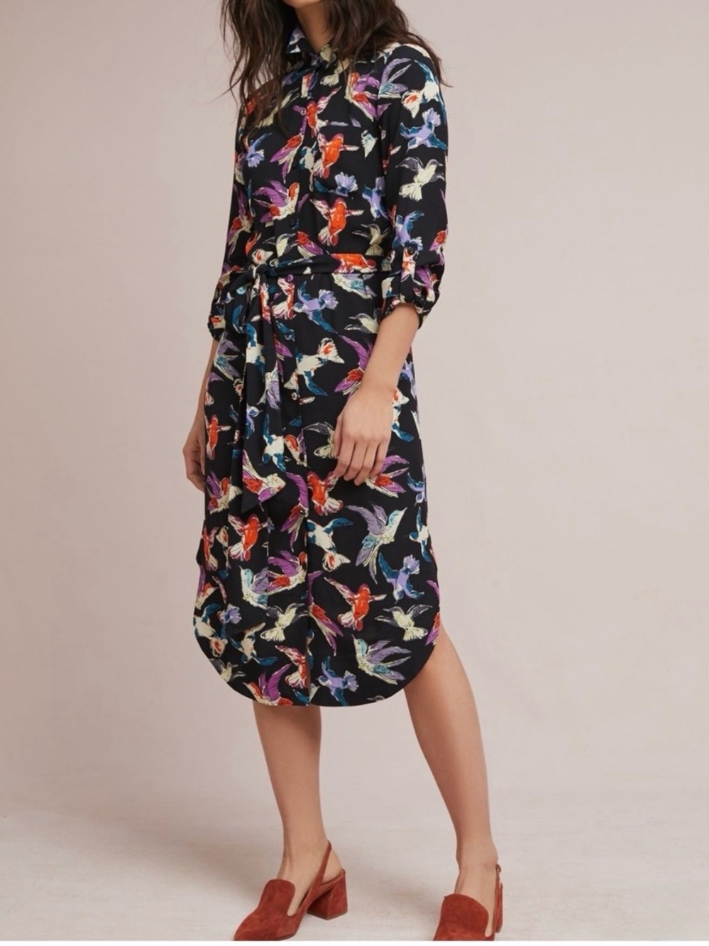 Anthropologie Maeve Martina Bird Shirtdress